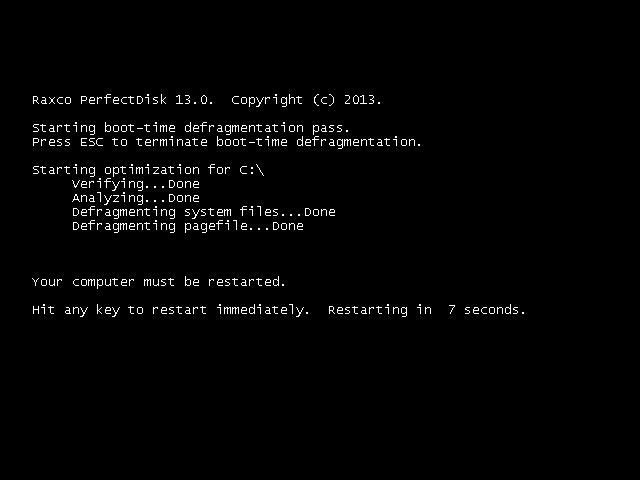 PerfectDisk Boot Time Defrag