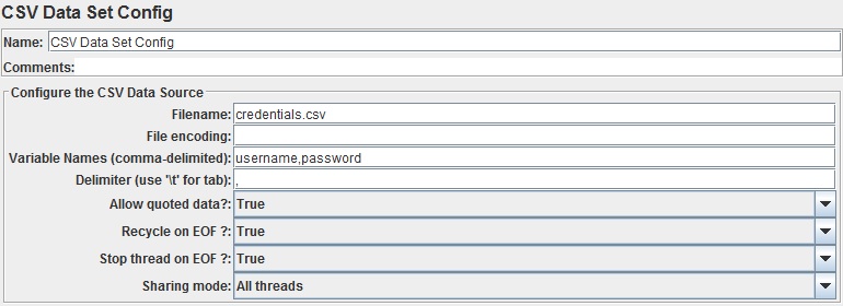 CSV Data Set Config