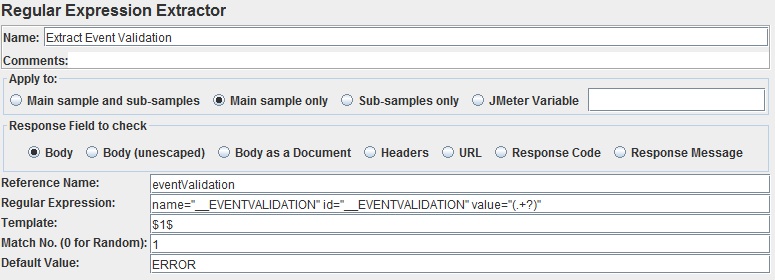 EVENTVALIDATION Regular Expression Extractor