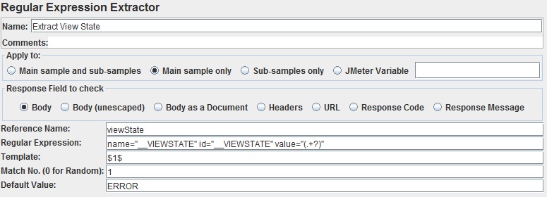 VIEWSTATE Regular Expression Extractor